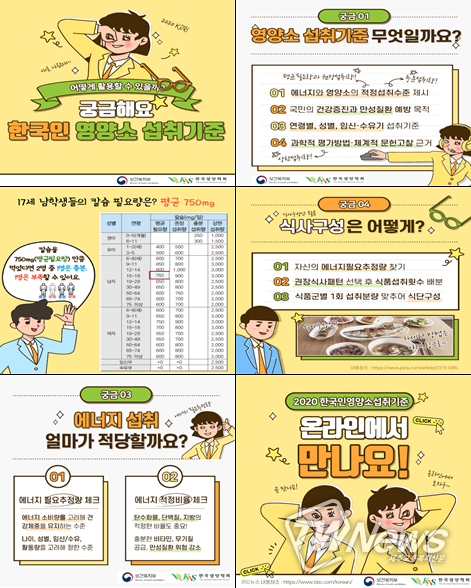 청소년 대상 한국인 영양소 섭취기준 안내 카드뉴스