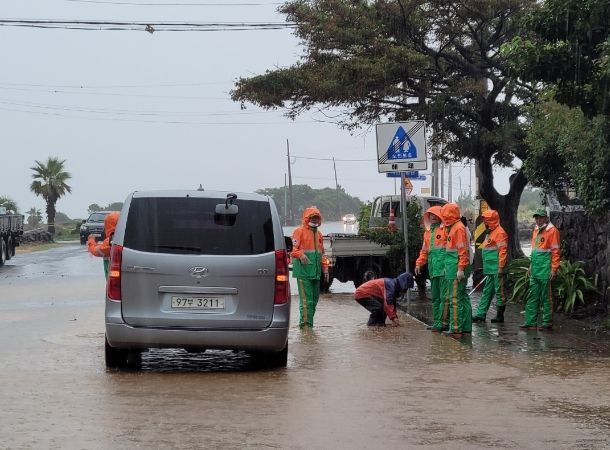 대정읍 도로 침수 배수활동