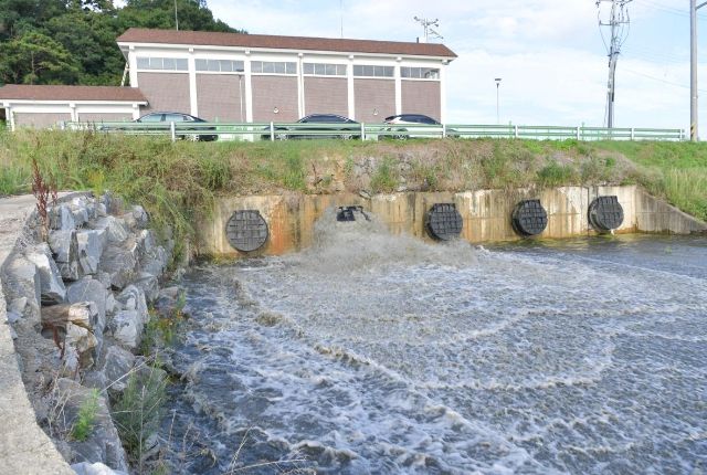 산성 배수펌프장 가동 모습