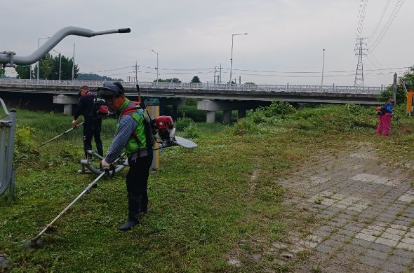 증포동통장단협의회, 도로변 예초작업 실시