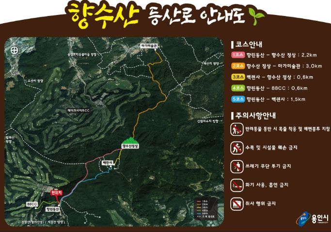 향수산 등산로 안내판